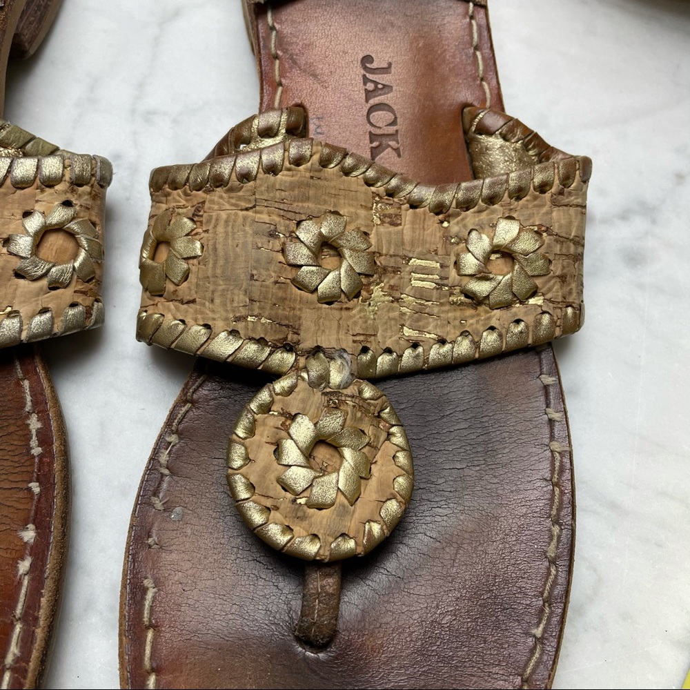 Jack Rogers Jacks Flat Sandal Natural Cork Gold - Picture 2 of 9